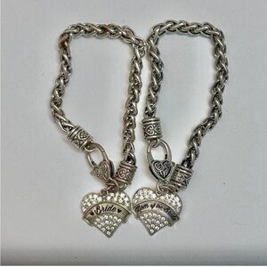 “Bride” and “Mom of the Bride” matching Silver Tone bracelets - 8” each